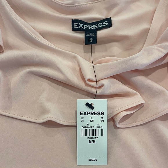 Express Light Pink Ruffle Blouse - Picture 3 of 5